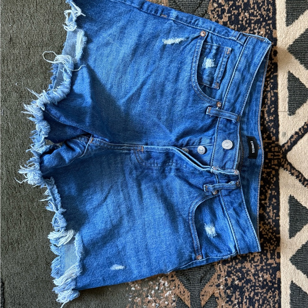 Express Blue Denim Boyfriend MIDI Women's Shorts